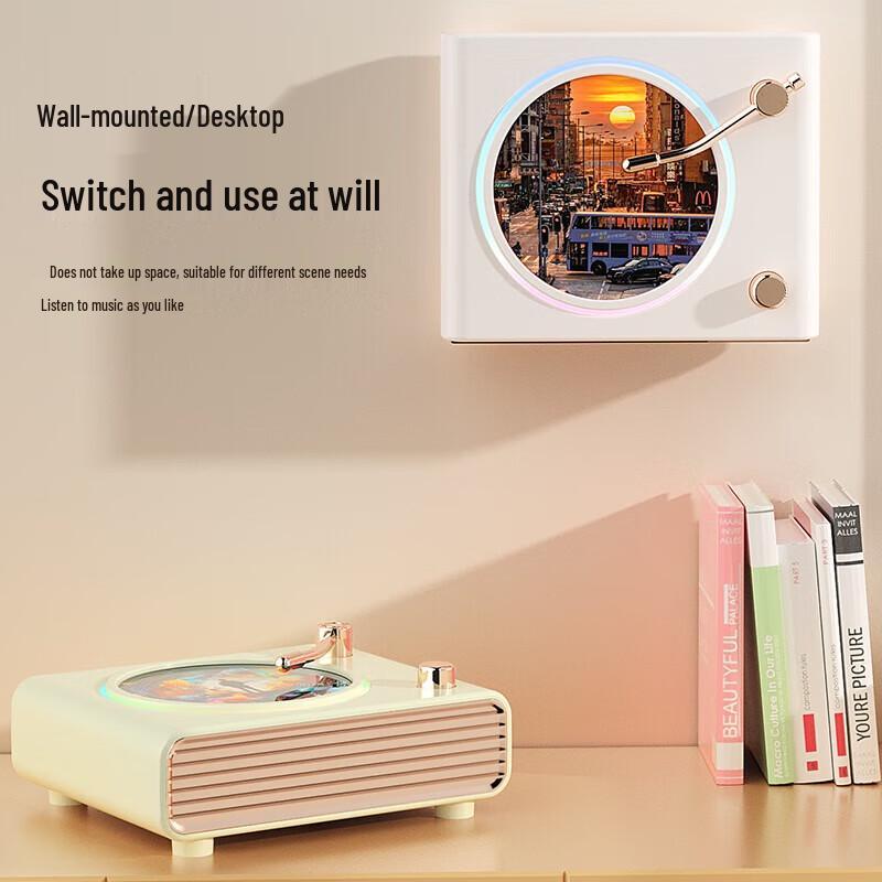 Retro Turntable Bluetooth Speaker with Atmosphere Light CN Plug (adapter Included)