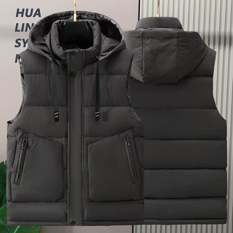 

Thick Vest, Autumn and Winter Casual Men s Plus Size Vest Jacket, Fashionable and Warm, Shoulder Length XXXXXXL сірий