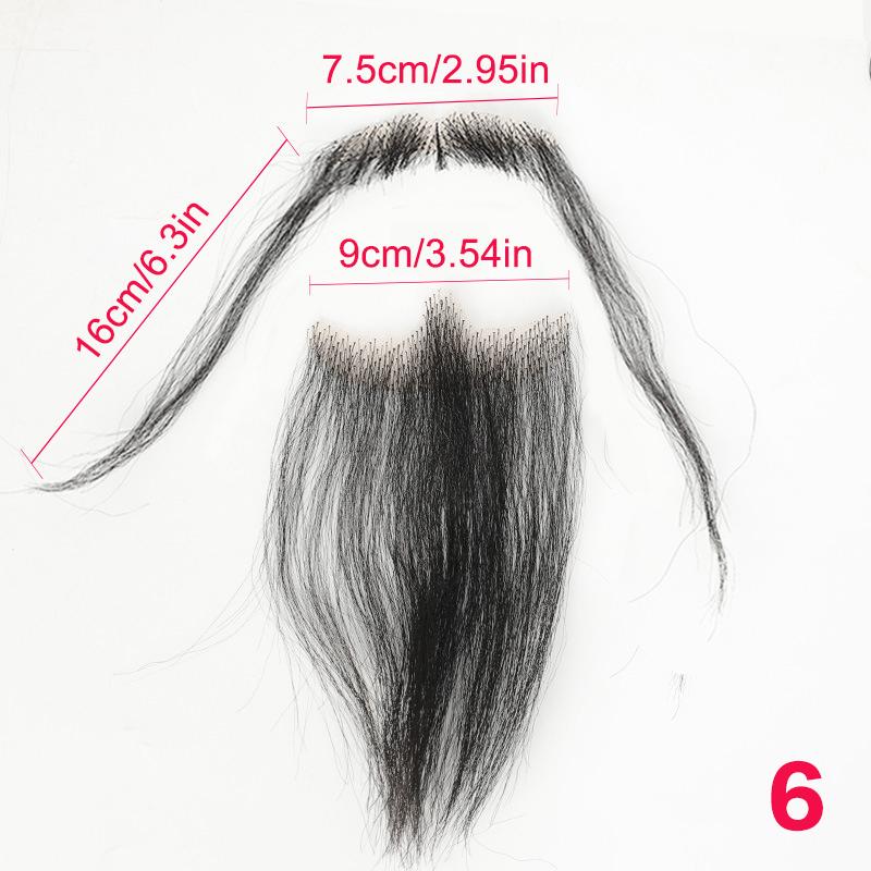 

100% Борода из натуральных волос, кружевная сетка, борода, короткая, реалистичные накладные усы для мужчин, макияж, волосы на лице, ручная работа, незаметная