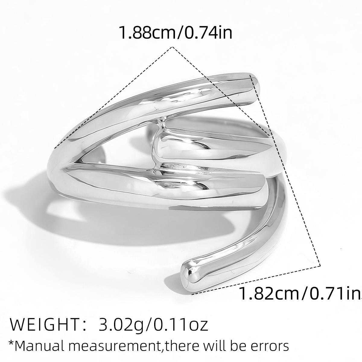 

Stainless Steel Geometric Hollow Lines Layered Wide Ring Metal Texture Waterproof Daily Simple Stylish Golden Zircon for Women