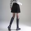 Women's 2025 Autumn/Winter High-Waisted Pleated Wool A-line Mini Skirt