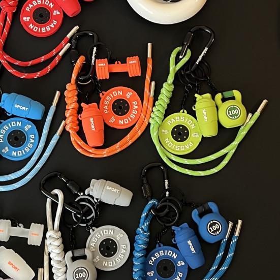 Fitness Keychain Weightlifting Fitness Equipment Charm with Keyring Weight Plate Dumbbell Key Chain Bag Backpack Charm Gift for Gym Enthusiasts
