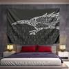 Viking Raven with Runes Design Pattern Wall Hanging Tapestry Decorative Tapestry Home Decor for Bedroom and Living Room