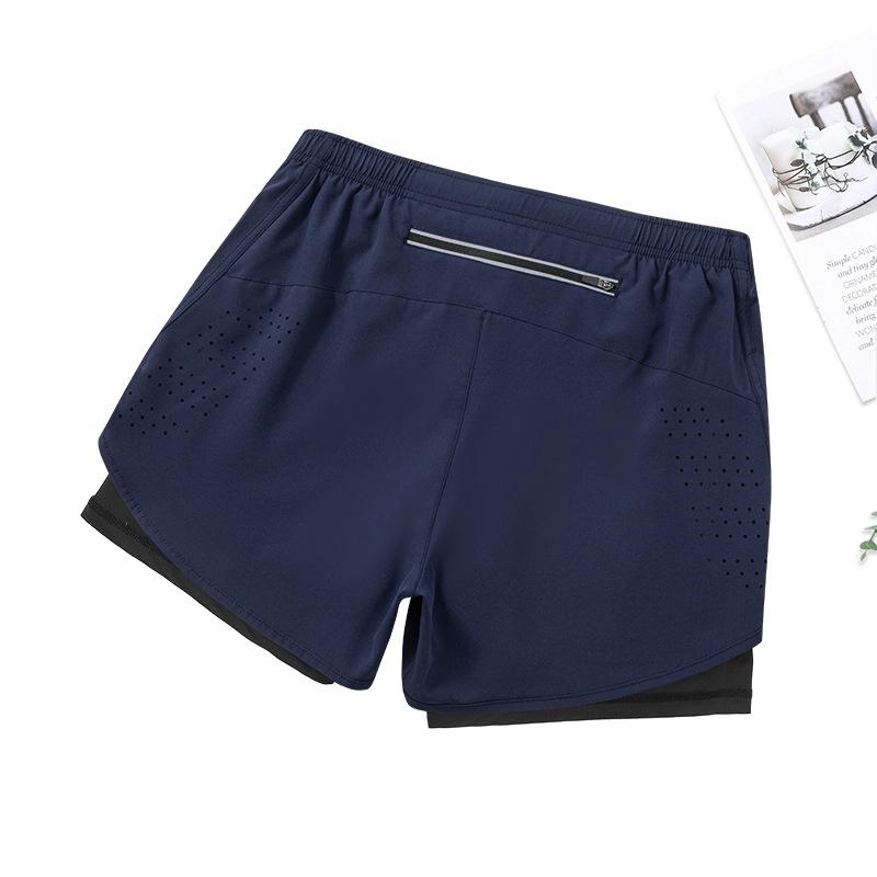 Herren Sommer Sportshorts Schnelltrocknend Atmungsaktiv Doppellagig Anti-Exposition Fake Zweiteilig Trainingsshorts Fitness Laufshorts