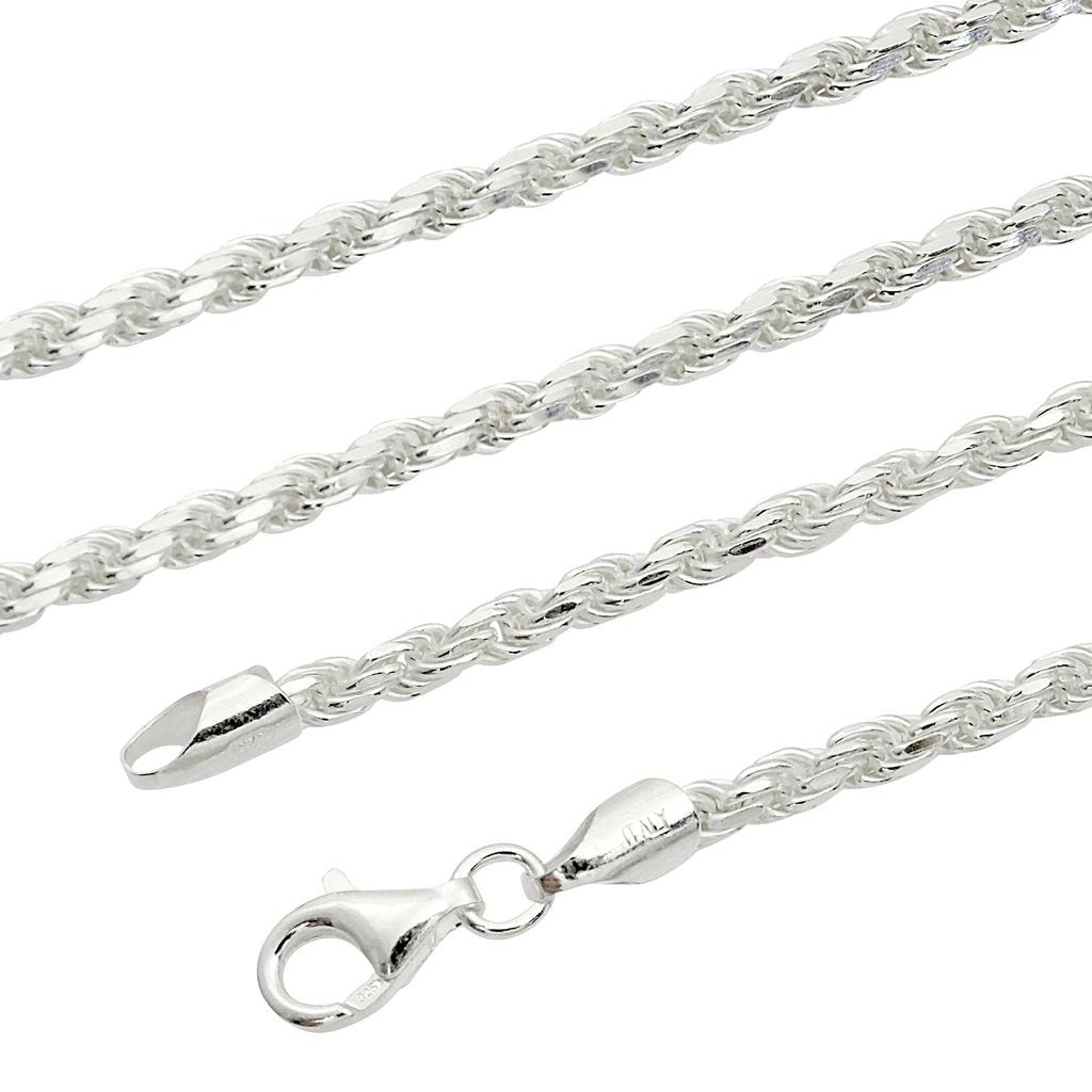 Sears Cut French Chain Silver 50cm Necklace, 925, 3.3mm Wide,