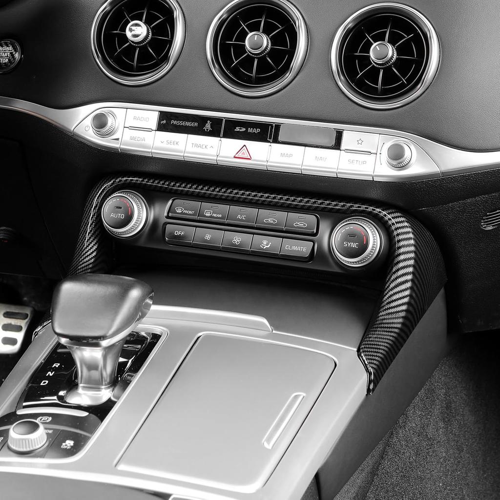 YOUTOOCAR Carbon Fiber Pattern Climate Control Panel Trim Frame Cover Compatible with Kia Stinger 2018-2023 Accessories
