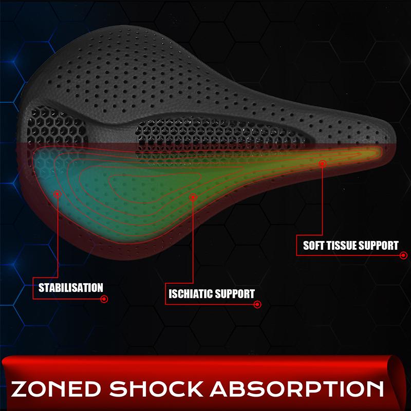 BUCKLOS 3D Printed Bicycle Seat Cushion Carbon Fiber Bike Saddle 143mm 155mm Bike Cushion Road MTB Triathlon Seat Nylon