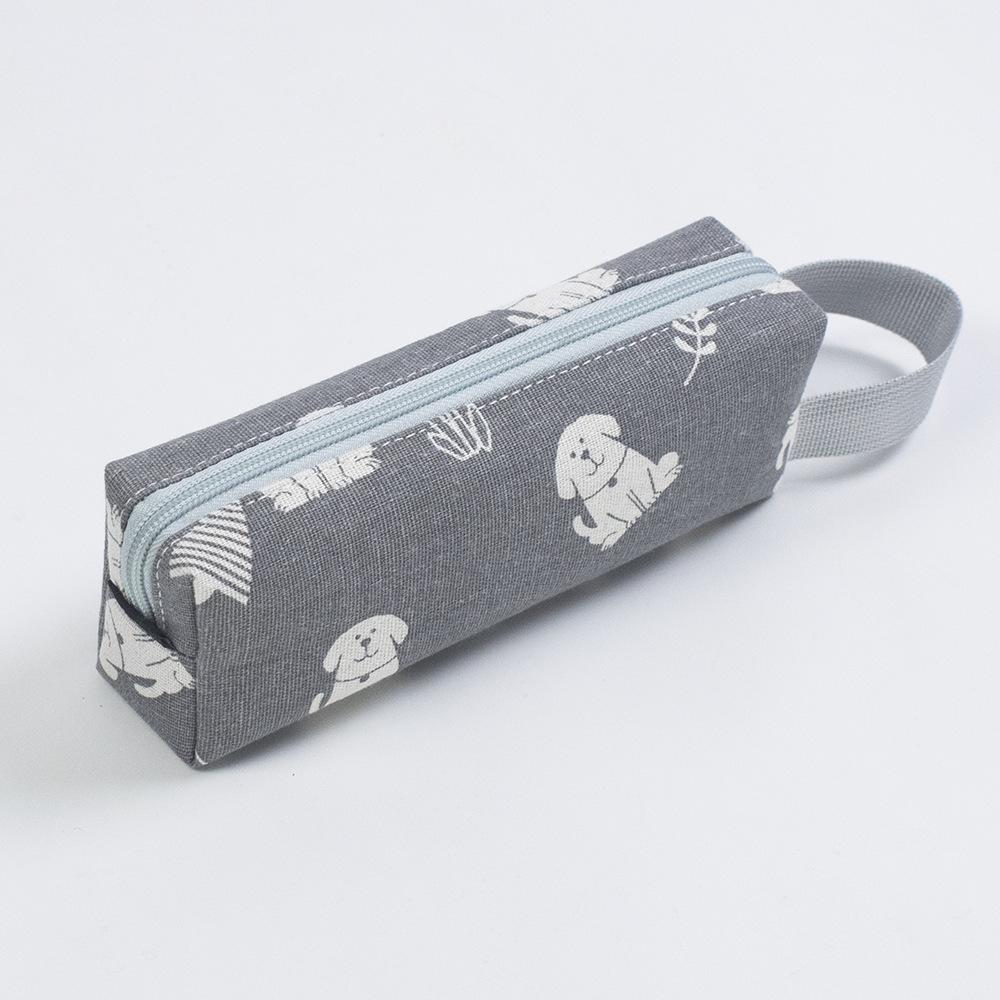 Bojin Ins Style Large Canvas Pencil Case for Students - Four Animal Designs серый