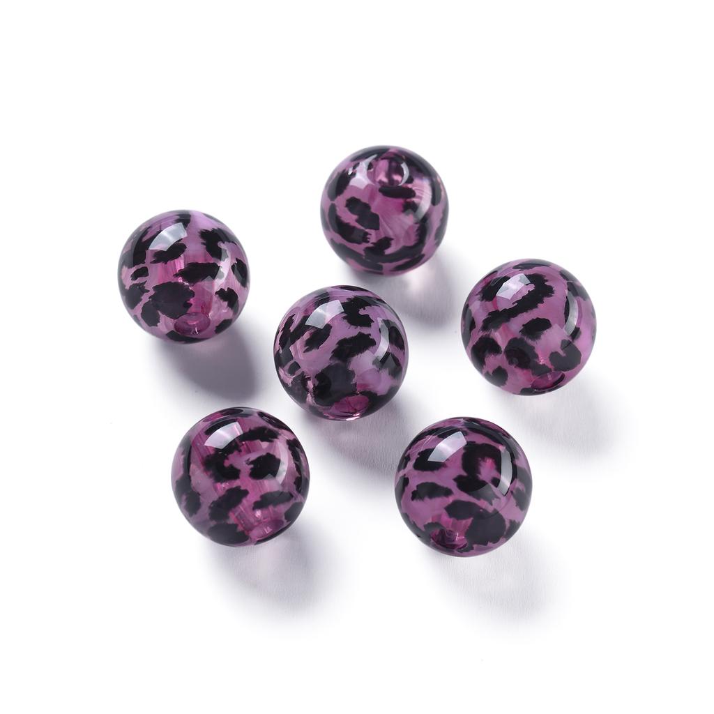 2pcs 15.5mm Acrylic Round Shaped Beads Leopard Print Spacer Loose Beads for DIY Bracelets Earrings Jewelry Making Accessories