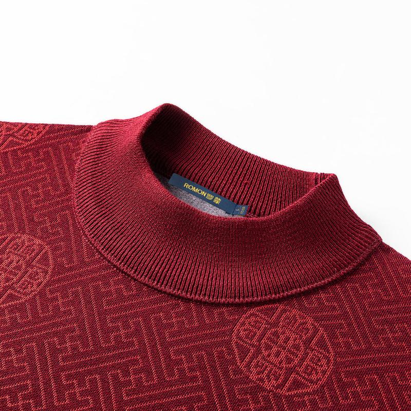 [New Year's Blessing] Knitted sweater with wool and velvet for men, autumn and winter, middle-aged and elderly, dad outfit