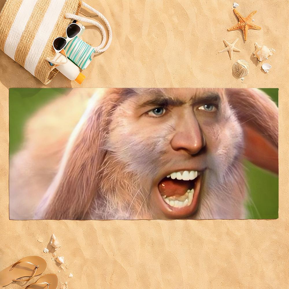 

N-Nicolas C-Cage Funny Meme Towel Quick Dry Absorbent Beach Towel for Sports, Fitness, Swimming and Outdoor Activities W40*H60(CM)
