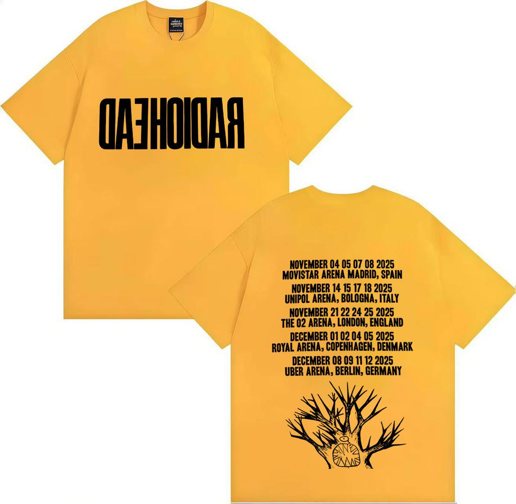 Radiohead Tour 2025 Merch Gothic T Shirt Mens Women Fashion High Quality Harajuku Summer Oversized Cotton Loose Tees Streetwear