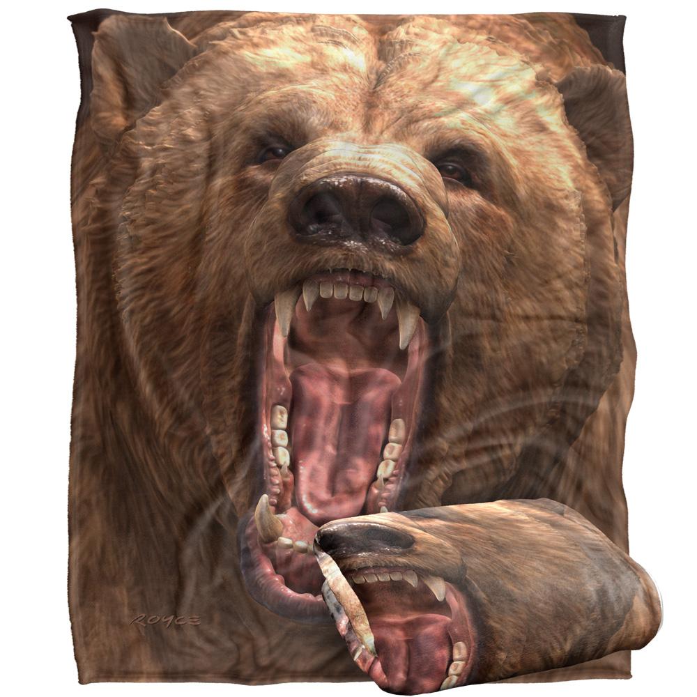 Royce McClure Grizzly Bear Head Silky Supersoft Blanket