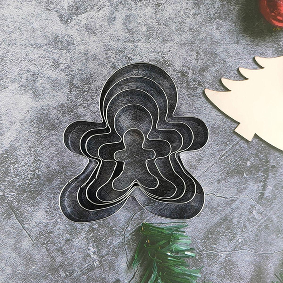 

Dough Kitchen Stainless Steel Gingerbread Man Santa Claus DIY Baking Tools Cookie Cutters Set Christmas Decor Biscuit Mold