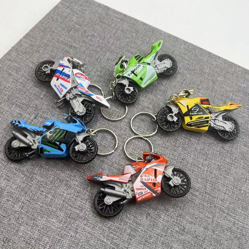 1PC simulación coche de carreras de moto aleación modelo de coche juguete para niños clip máquina de muñecas coche de juguete adorno llavero