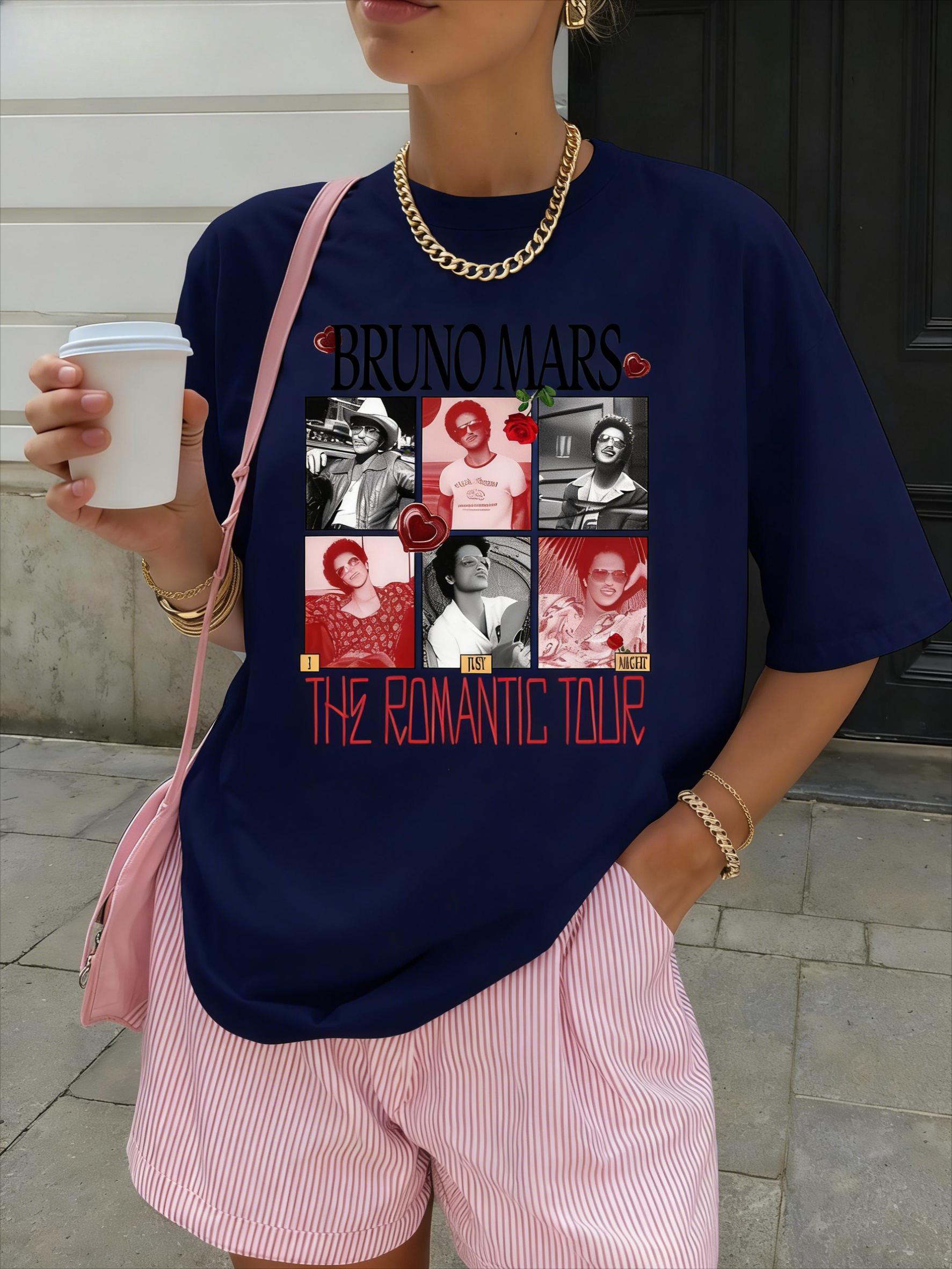 2026 Bruno Mars Romantic Tour in Papua New Guinea New Album Fan Tshirts Comfortable and Breathable Ins Y2k S