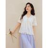 Inman Lyocell Linen French Embroidered Short-Sleeve Blouse