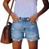 Casual Women's Vintage Wash Denim Shorts, Mid-rise Distressed Shorts with Rolled Hem, Comfortable Summer Shorts for Daily & Leisure
