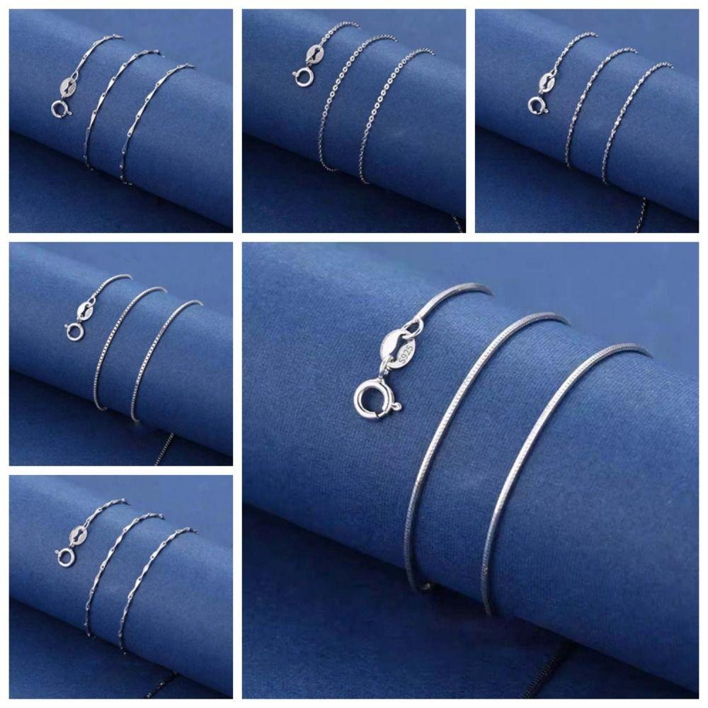 925 Silver Stacked Silver Necklace Zinc Zinc Alloy Collarbone Chain Elegant Glitter Choker Necklace  Bride