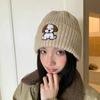 Cappello lavorato a maglia in lana da cucciolo carino per donna, ispessito e caldo per proteggere le orecchie in autunno e inverno, piccolo cappello versatile a pullover per coppia