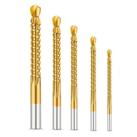 Titanium Coated HSS Twist Drill Bits, 3-8mm Serrated Side Cutting Drill Bit, Hex Shank Serrated Cutting Drill Bits, Drill Bit Woodworking Tools, Hole