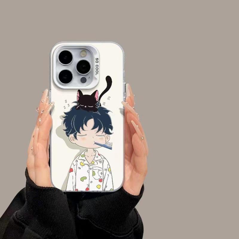 Cute Cartoon Couple Pajama Pattern Hard Anti Drop Phone Case For Apple Iphone