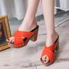 Summer Women Sandals Square High Heel Platform Flock Casual Rivet Pumps Peep Toe Female Elegant Ladies Shoes Zapatos De Mujer