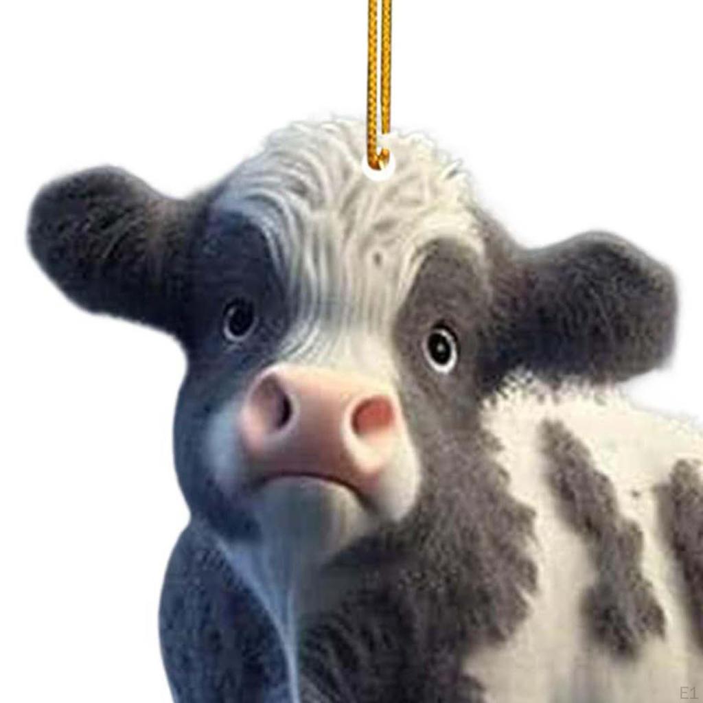 10Pcs Cattle Hanging Pendant Christmas Ornament 3.2inch Long Acrylic Souvenir Multipurpose Delicate