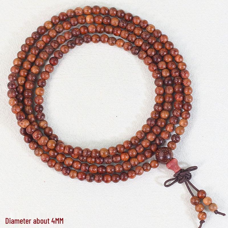 Burmese Rosewood 108-Bead Buddhist Rosary Bracelet In Red Sandalwood & Yellow Rosewood