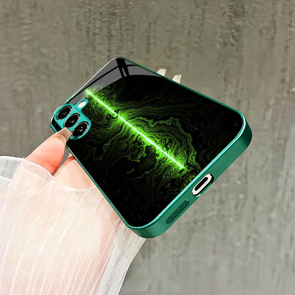 Regionale Riss Glas Handyhülle für Samsung Galaxy S26 S25 S24 S23 S22 FE Ultra Plus Eingebautes Glas Grün Exquisit Attraktiv
