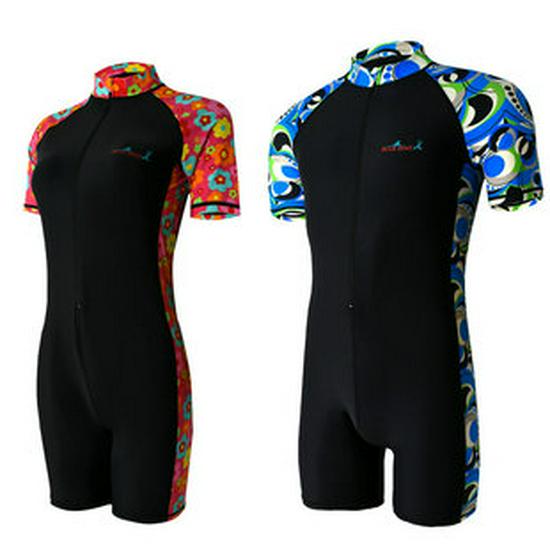 Women's Long Sleeve Two-Piece Wetsuit Set - Quick-Dry, Sun-Protective Surf & Snorkel Suit, with Matching Men's Jellyfish Suit.