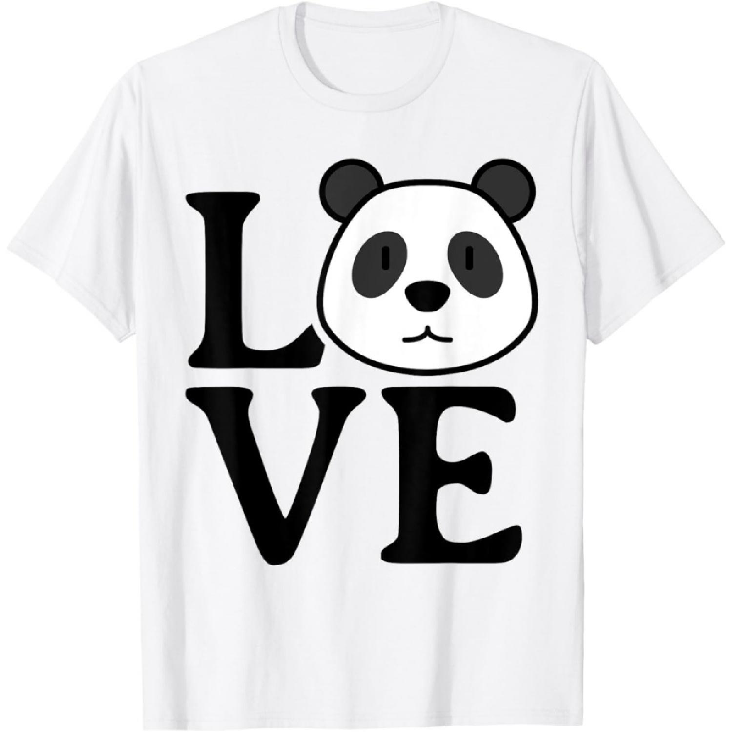 LOVE Panda Cute Funny Kawaii Minimalist Graphic Design T-Shirt S