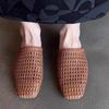 Fashion Hand made Woven Ladies Flat Sandals Versatile Hollow Outside Square Toe Slippers Designer New Comfy Simple Women Sandals