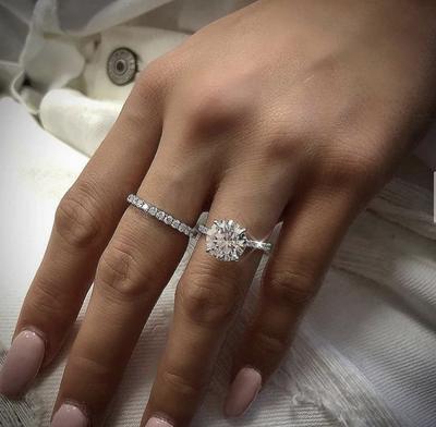 Damen Geometrisch Trendig Zirkonia Versilbert Ringset Hochzeit Verlobung Großhandel Größe 5-11