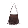 Niche suede bag women's new fashion versatile messenger bag popular fringed bucket bag