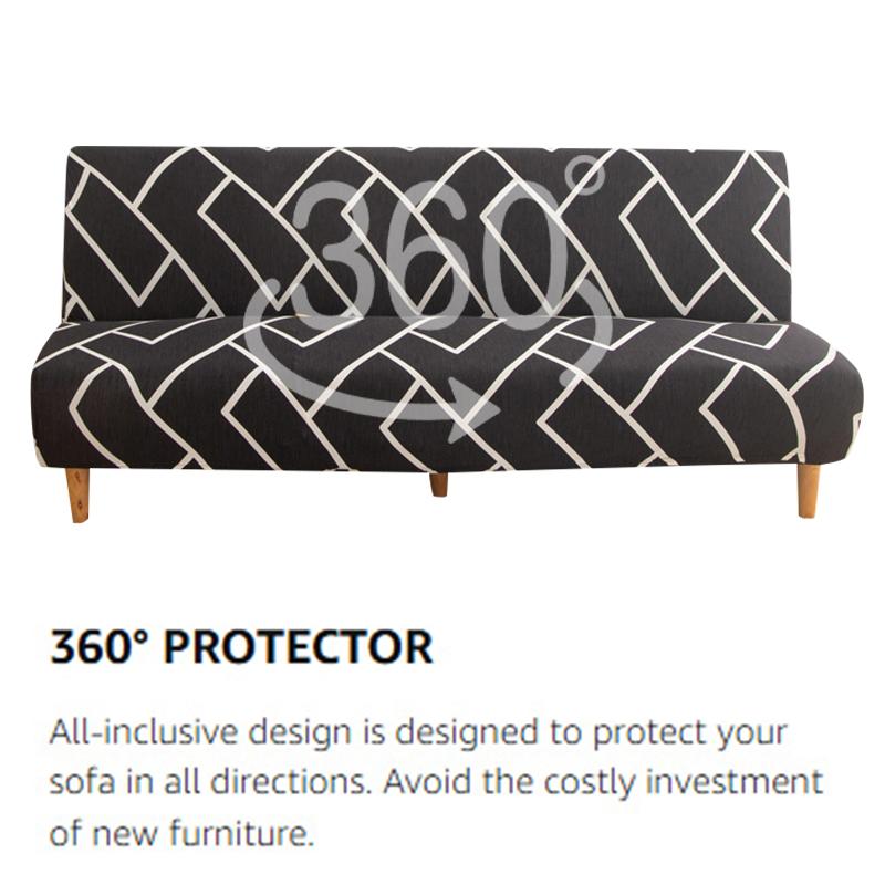 LANMOLIFE Foldable Sofa Bed Cover Stretch Futon Armless Sofa Bed Covers Removable And Washable Furniture Protective Covers