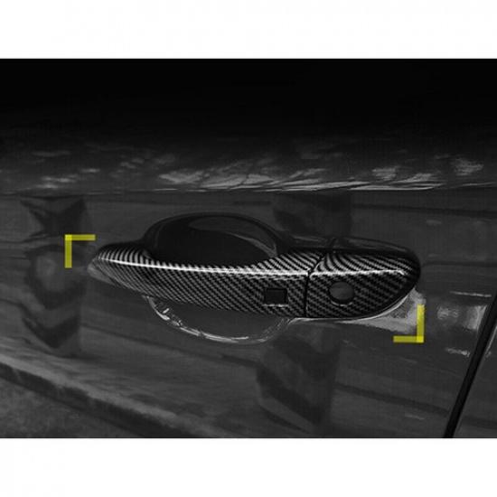 For Hyundai Kona 18-22 Carbon Fiber ABS Side Door Handle Molding Cover Car Trim