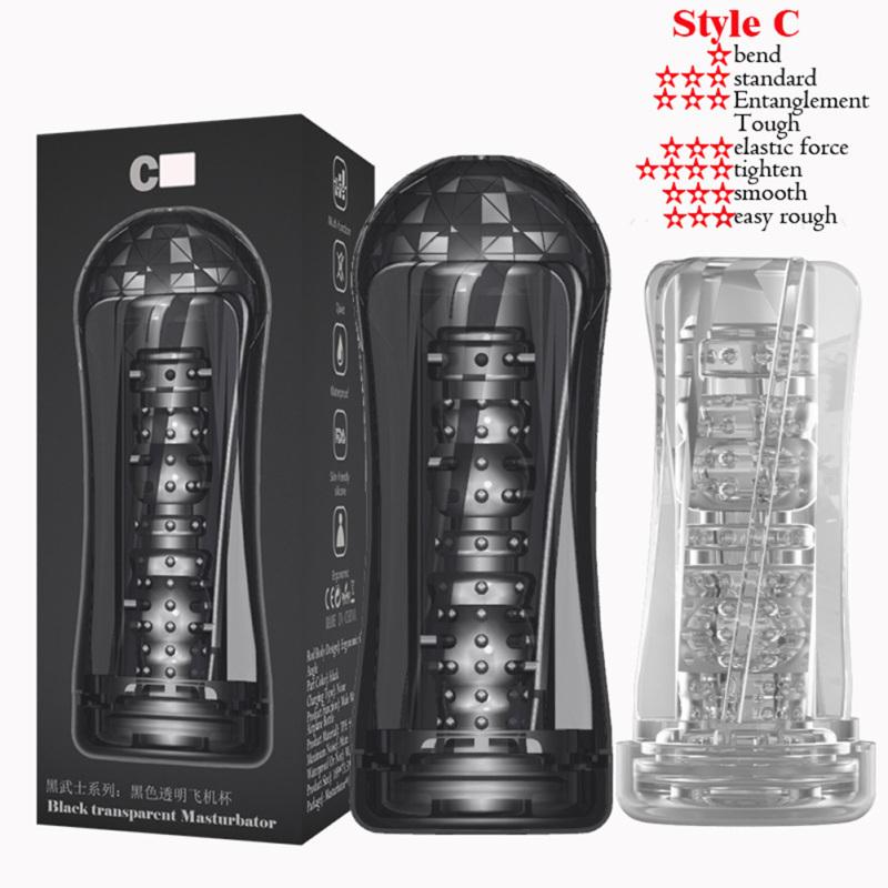 Men Transparent Silicone Aircraft Cup Male Masturbation Device Masturbators Cup Adults Sex Toys For