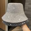 Heavy Industry Light Luxury Full Diamond Versatile Fashion Flat Top Bucket Hat Spring and Autumn European and American Foreign Style Show Face Small S