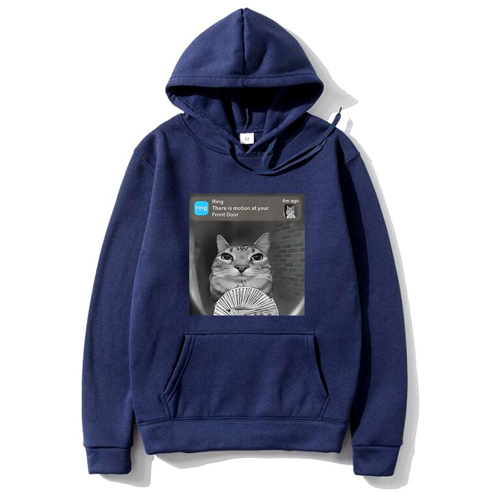 

There Is Motion At Your Front Door Funny Silly Cat Meme Hot Hoodie Men Women s Fleece vintage Sweatshirt Autumn Casual pullovers 3XL