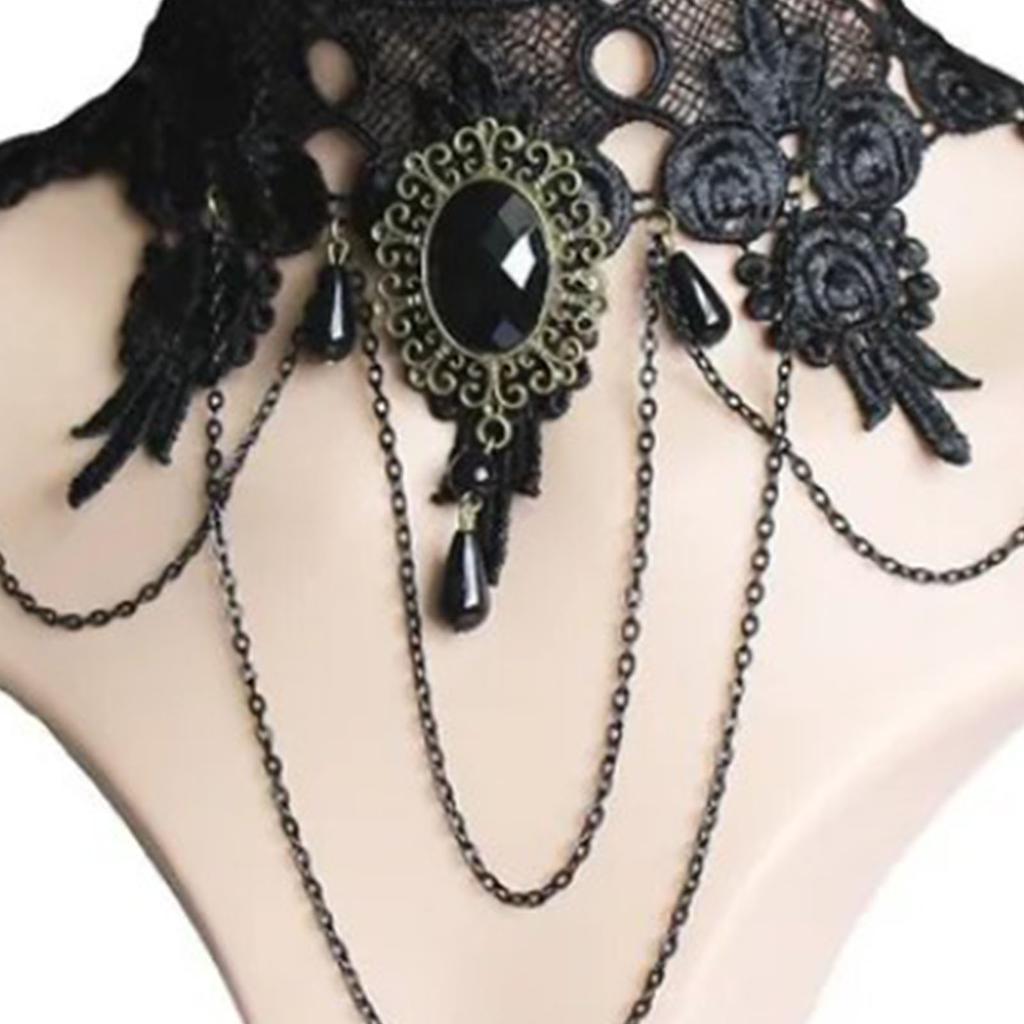 Gothic Lace Choker Black Retro Gothic Punk Style Necklace for Women Girls for Halloween Decorations Party Accessory