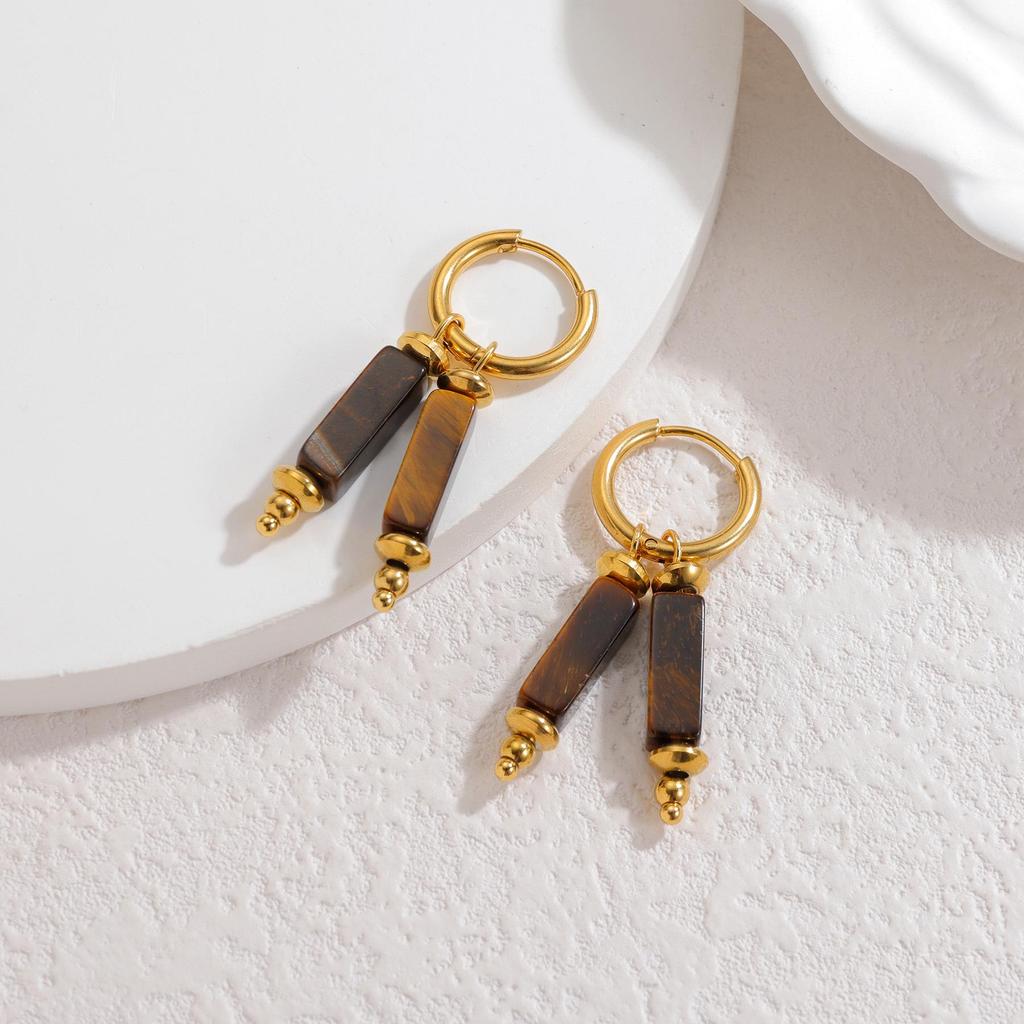 18k Gold-Plated Beaded Tassel Earrings for Women - Retro Style