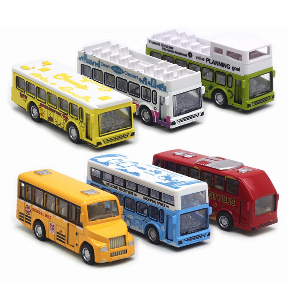 Model de mini autobuz cu tragere înapoi din aliaj 1/60, jucărie de autobuz turistic de mare simulare, set cadou