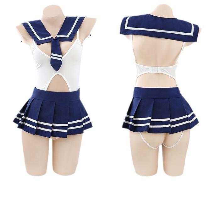 Sexy Dessous Verführung Uniform Schrittloser Einteiler College-Anzug Leidenschaft