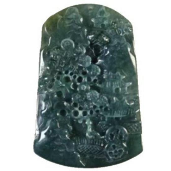 Landscape Formal Jadeite Pendant Carving for Men and Women - Natural A Grade