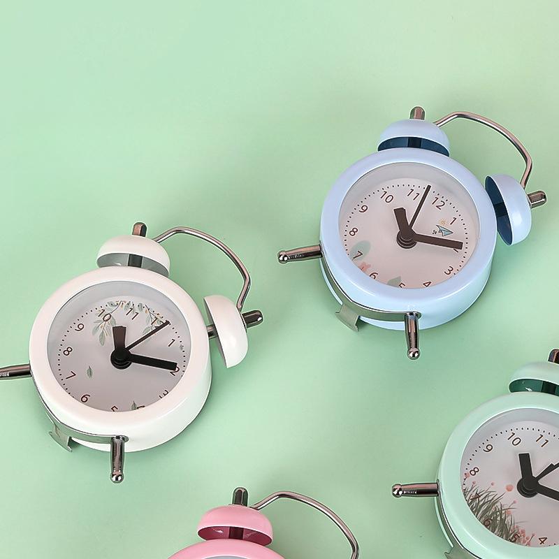 Internet celebrity mini alarm clock for students and children to wake up for simple creative dormitory desktop alarm metal ring clock