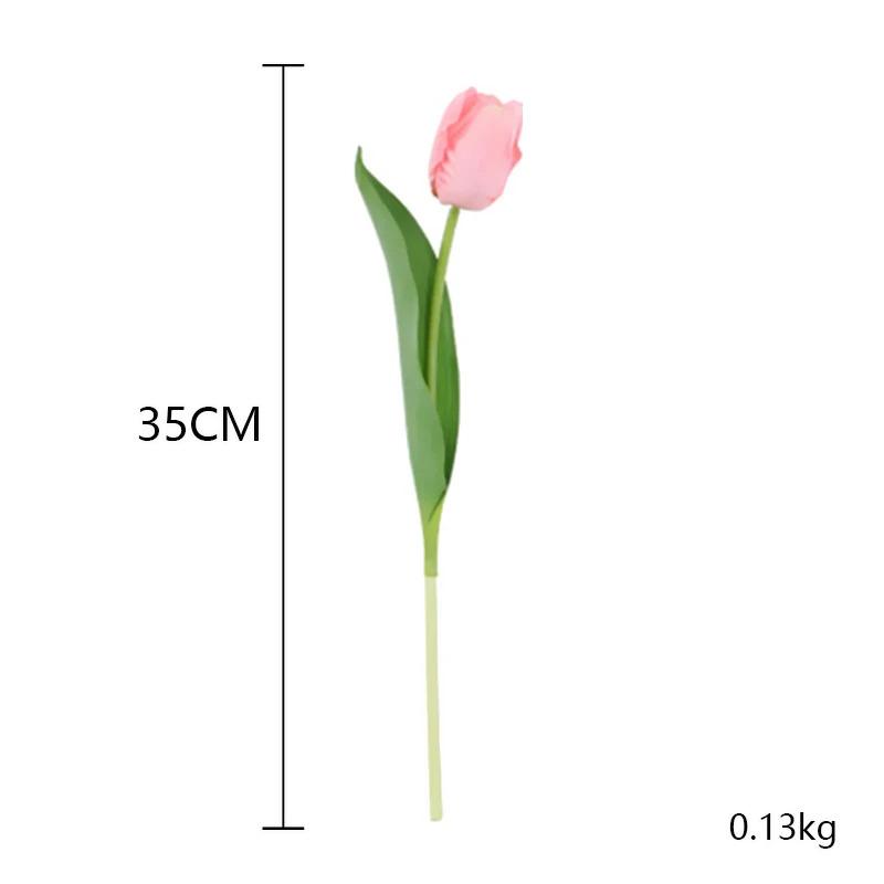 6-Piece Set of Artificial Mini Tulips with Realistic Pollen-Pink Single-Touch Tulips, Ideal for Indoor Decor and Table Arrangeme
