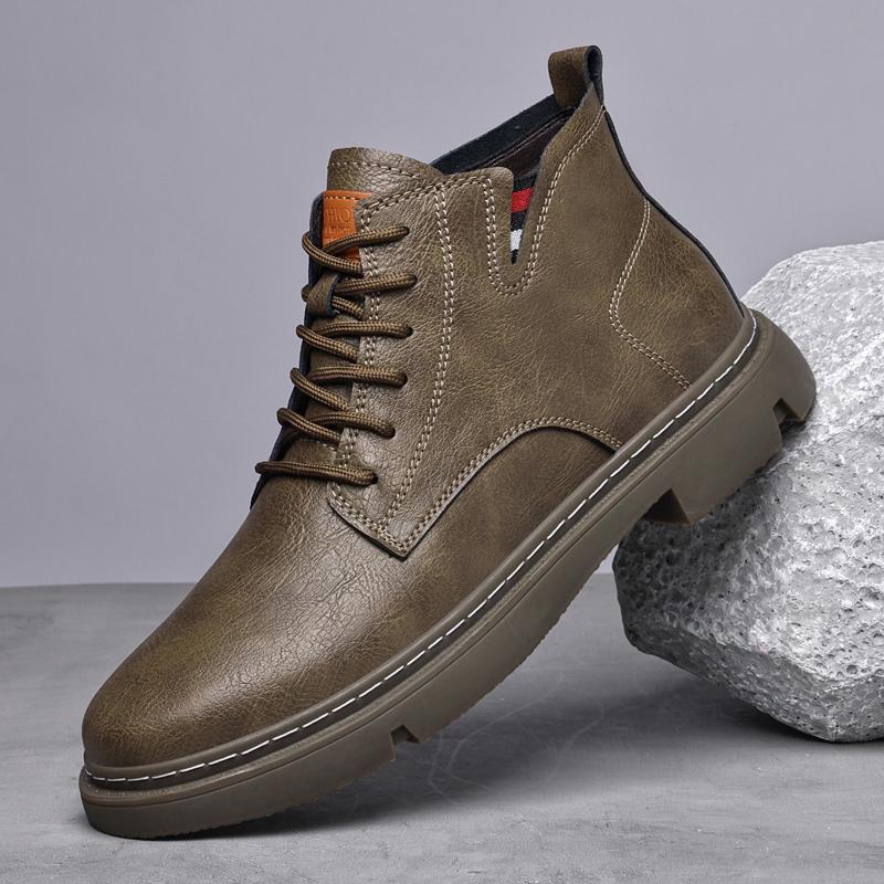 Men's Genuine Leather Casual Shoes Winter Velvet High Top Workwear Shoes Fashionable and High-quality Oxford Shoes for Men‘s