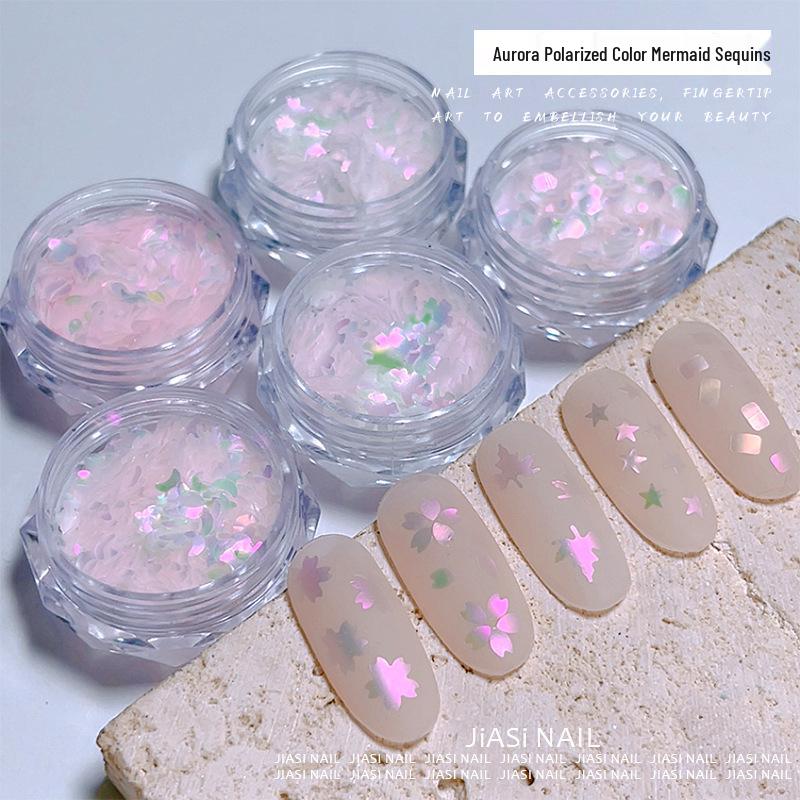 Iridescent Mermaid Nail Art Glitter & Stickers: Butterfly, Star, Irregular Shapes