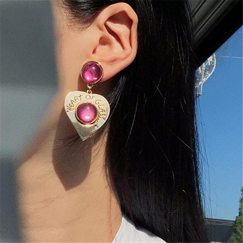 Fashion Classic Pink Color Crystal Enmale Earrings For Women Girls Exquisite Design Pendant Flower Ear Rings Jewelry Accessories